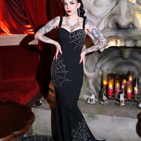 Elle Rebel Dresses & Skirts - ✨🕸️ Elle Rebel Glamour Ghoul Dress Vintage Inspired Goth Glam Gown NWT SOLD OUT